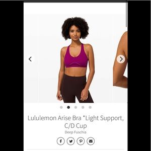 Lululemon AriseBraLightSupport,C/DCup
Deep Fuschia